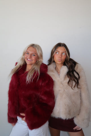 Burgundy Fur Short Coat