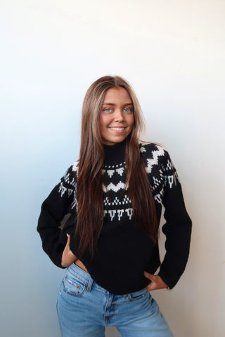 Black Fair Isle Knit Sweater