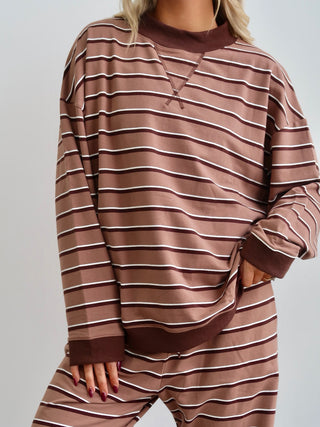 Brown/Espresso Striped Mockneck