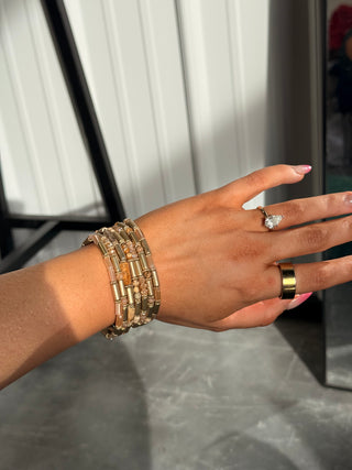 Gold Mixed Bead Stretchy Bracelet Stack