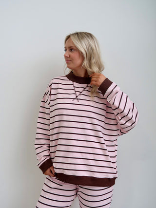 Pink/Brown Striped Mockneck