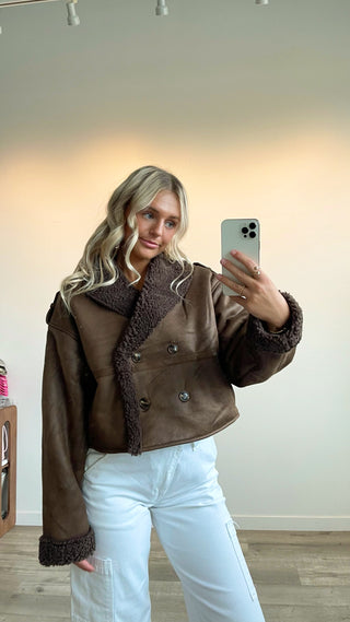 Chocolate Suede Fur Jacket