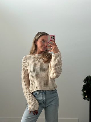 Cropped Open Knit Sweater