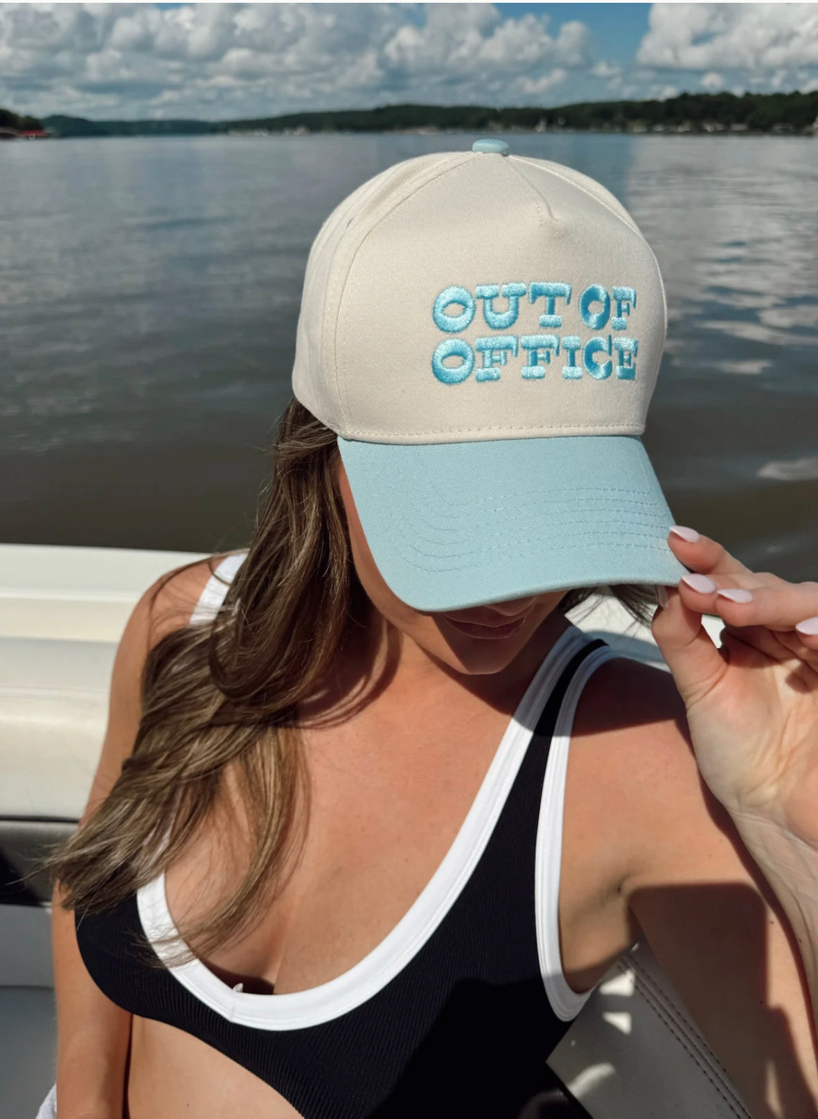 “Out Of Office” Baby Blue Trucker Hat