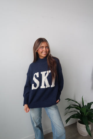 Navy & White Ski Knit Sweater