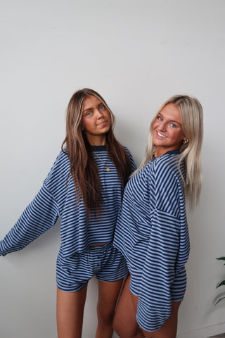 Cozy Blue Striped Long Sleeve