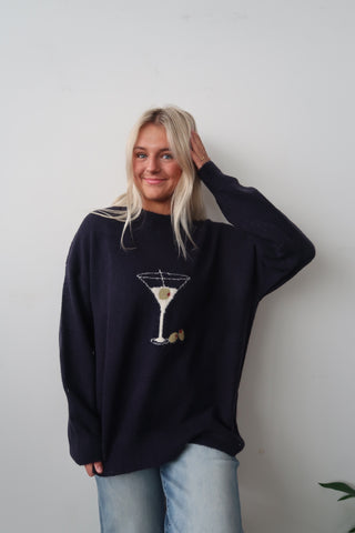 Oversized Navy Martini Sweater