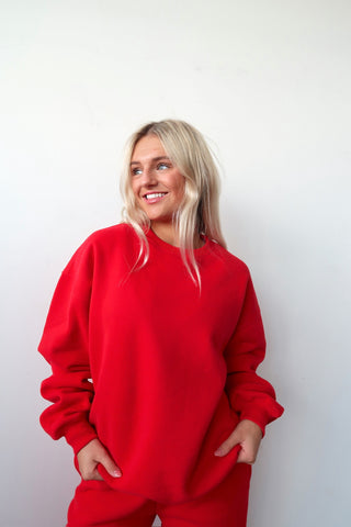 Red Staple Oversized Crewneck