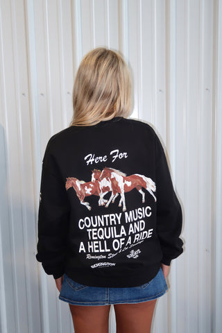 Los Sundays Tequila “The Hell Of A Ride Crewneck” - Black