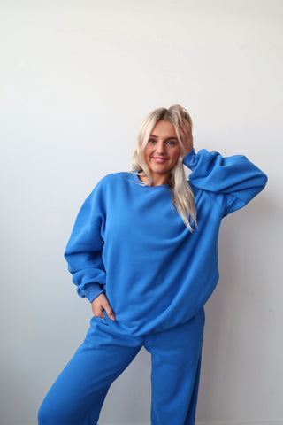 Cobalt Blue Staple Oversized Crewneck