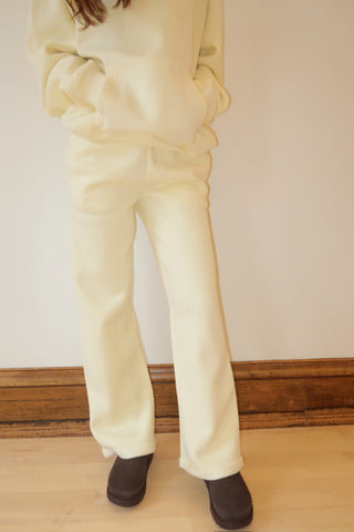 Long Pale Yellow Staple Wide Leg Sweatpants