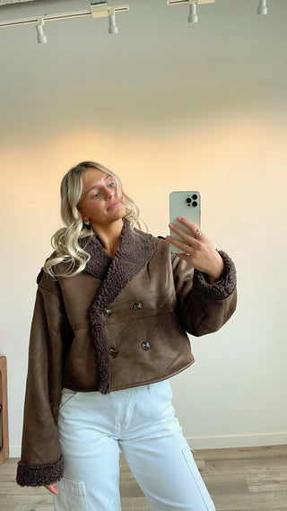 Chocolate Suede Fur Jacket