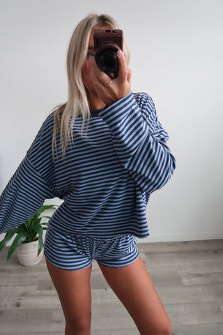 Cozy Blue Striped Shorts
