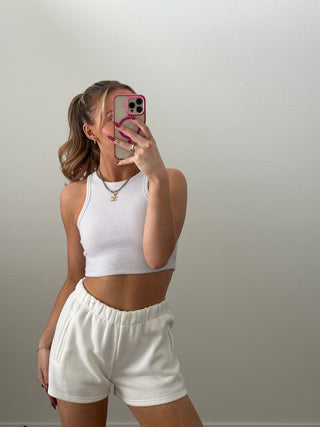 White Staple Shorts