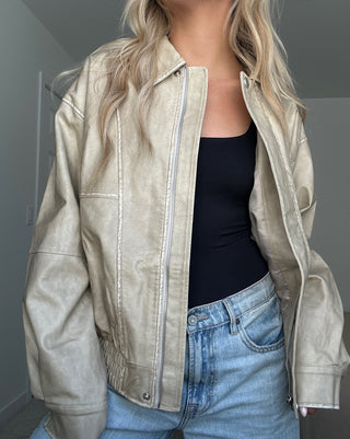 Vintage Style Faux Leather Jacket