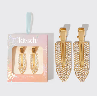 Kitsch  Gold Rhinestone Creaseless Clips 2 Piece Set