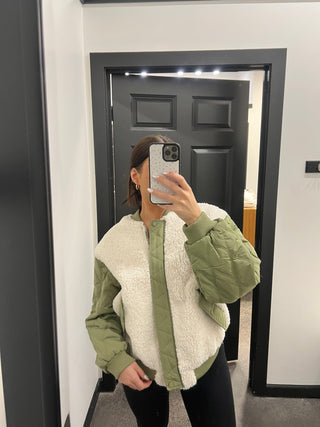 Sage Quilted Sherpa Jacket