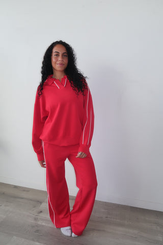 Modal Red Side Stripe Crewneck