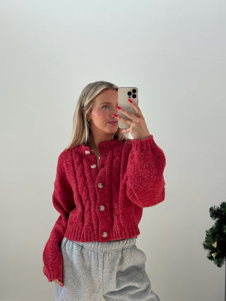 Red Cardigan Sweater