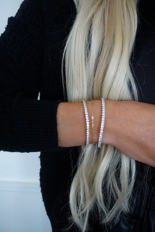 Stretchy Tennis Bracelet - Silver