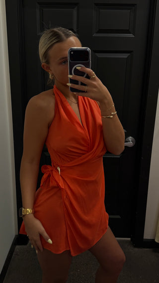 Nia Isla Dress - Coral Red