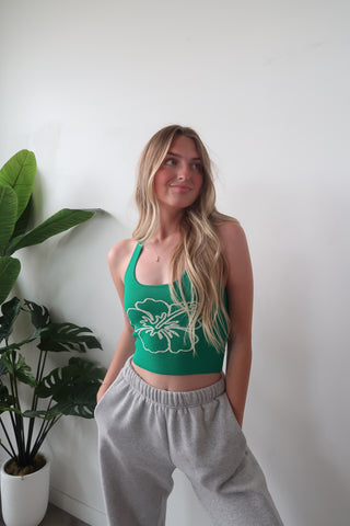 Kulani Kinis Knit Halter Tank Top - Green Envy