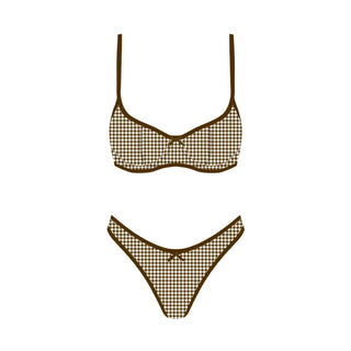 Brown Gingham Bikini Top