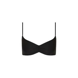Kulani Kinis Gathered Mini Crop Bikini Top - Twilight Black