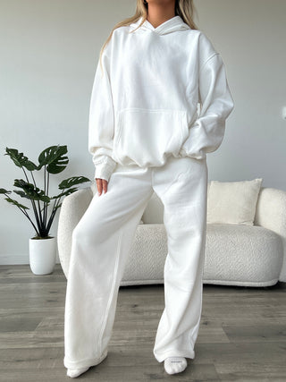 Long White Staple Wide Leg Sweatpants