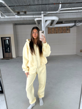 Pale Yellow Staple Oversized Zip Up