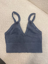 Load image into Gallery viewer, Vintage Blueberry Ribbed V-Neck NikiBiki Bra Top
