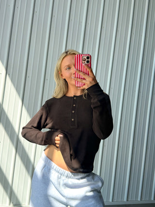 Espresso Henley Long Sleeve