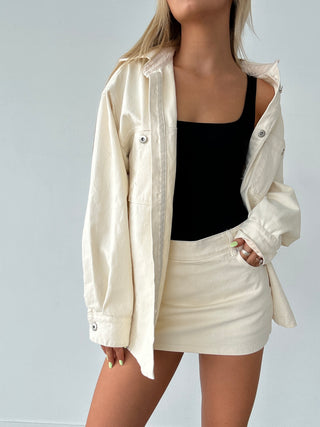 Cream Demin Oversized Shacket