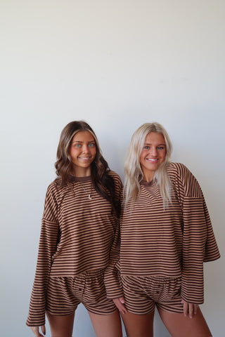 Cozy Brown Striped Long Sleeve