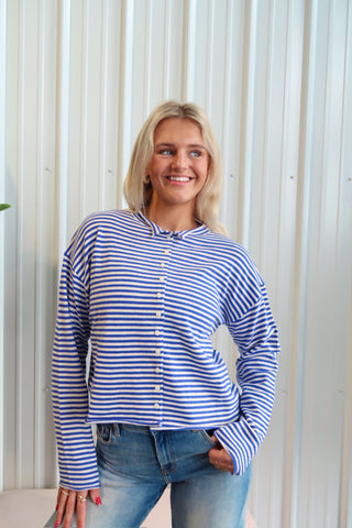 Elisa Blue & White Stipe Lightweight Cardigan