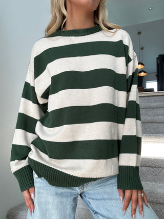 Green And Ivory Stripe Sweater