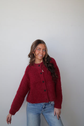 Crimson Textured Sweater