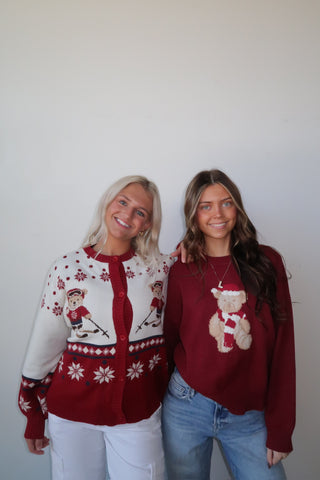 Burgundy Teddy Bear Sweater