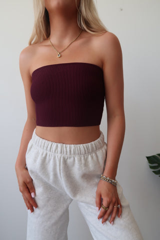 Plum Ribbed Tube Top