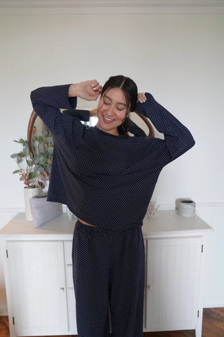 Navy Blue Polka Dot Lounge Pants