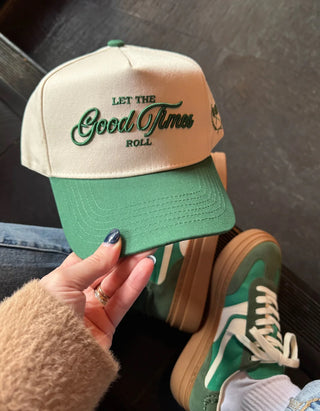 Let The Good Times Roll Green Vintage Trucker Hat