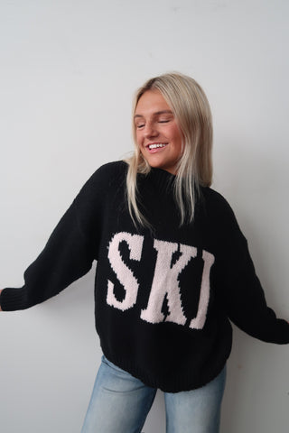 Black & Pink Knit Ski Sweater