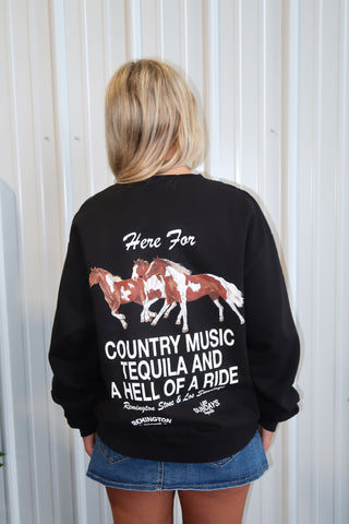 Los Sundays Tequila “The Hell Of A Ride Crewneck” - Black
