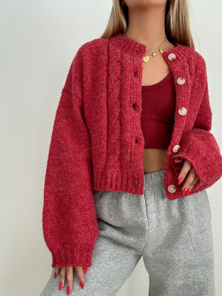 Red Cardigan Sweater