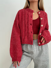 Load image into Gallery viewer, Red Cardigan Sweater
