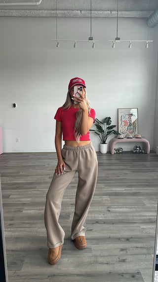 Long Sand Staple Wide Leg Sweatpants