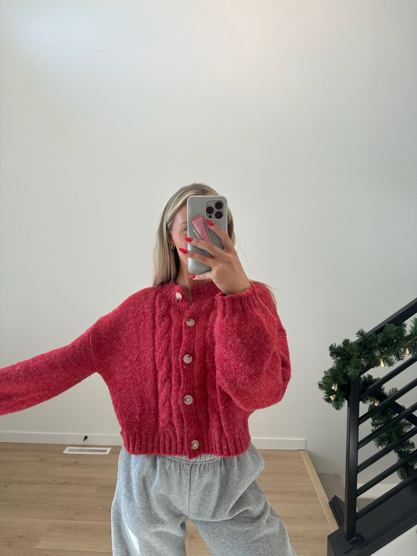 Red Cardigan Sweater