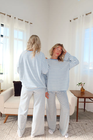 Dusty Blue Striped Lounge Pants