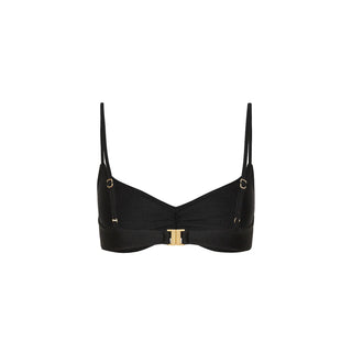 Kulani Kinis Gathered Mini Crop Bikini Top - Twilight Black
