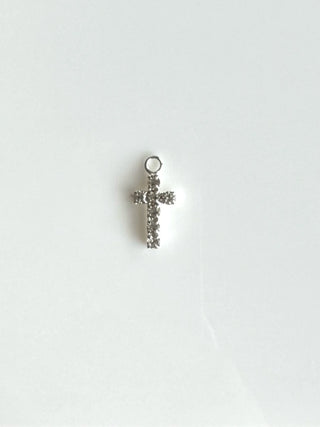 Mini Silver Rhinestone Cross Charm